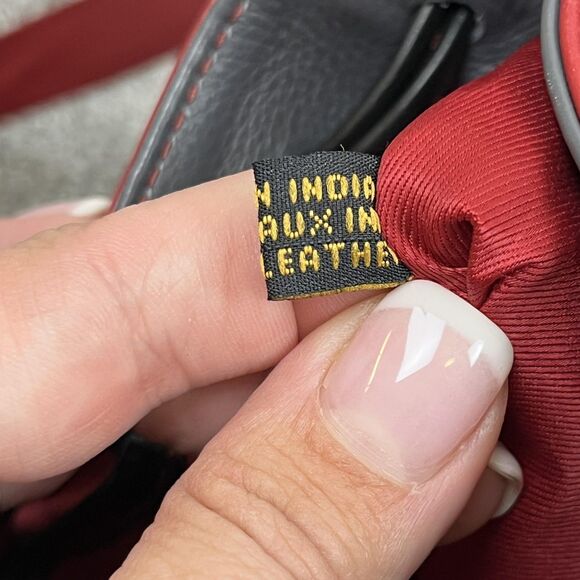 ILI New York Bucket Bag Womens Black Red Genuine Leather Drawstring Crossbody - Picture 13 of 13